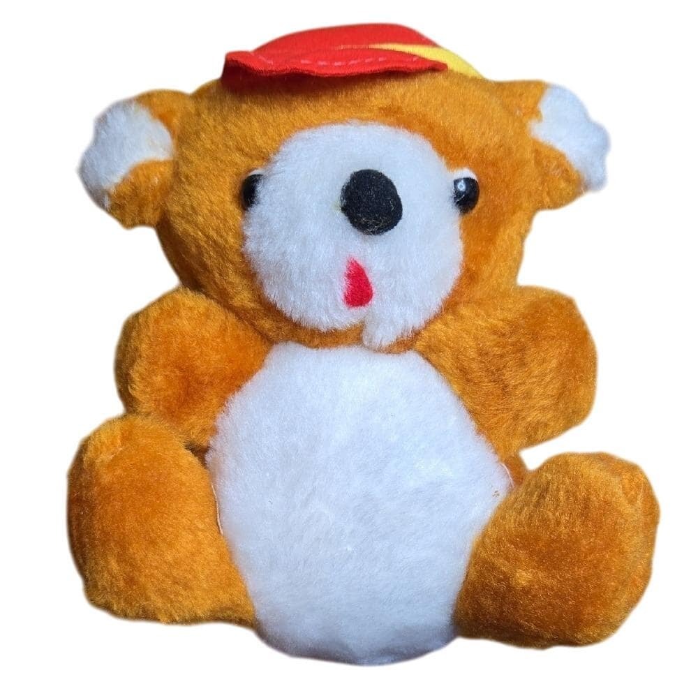 Twink Inc. Bear‎ Plush Stuffed Animal, Red Yellow Hat, 6.5" x 5.5" Vintage